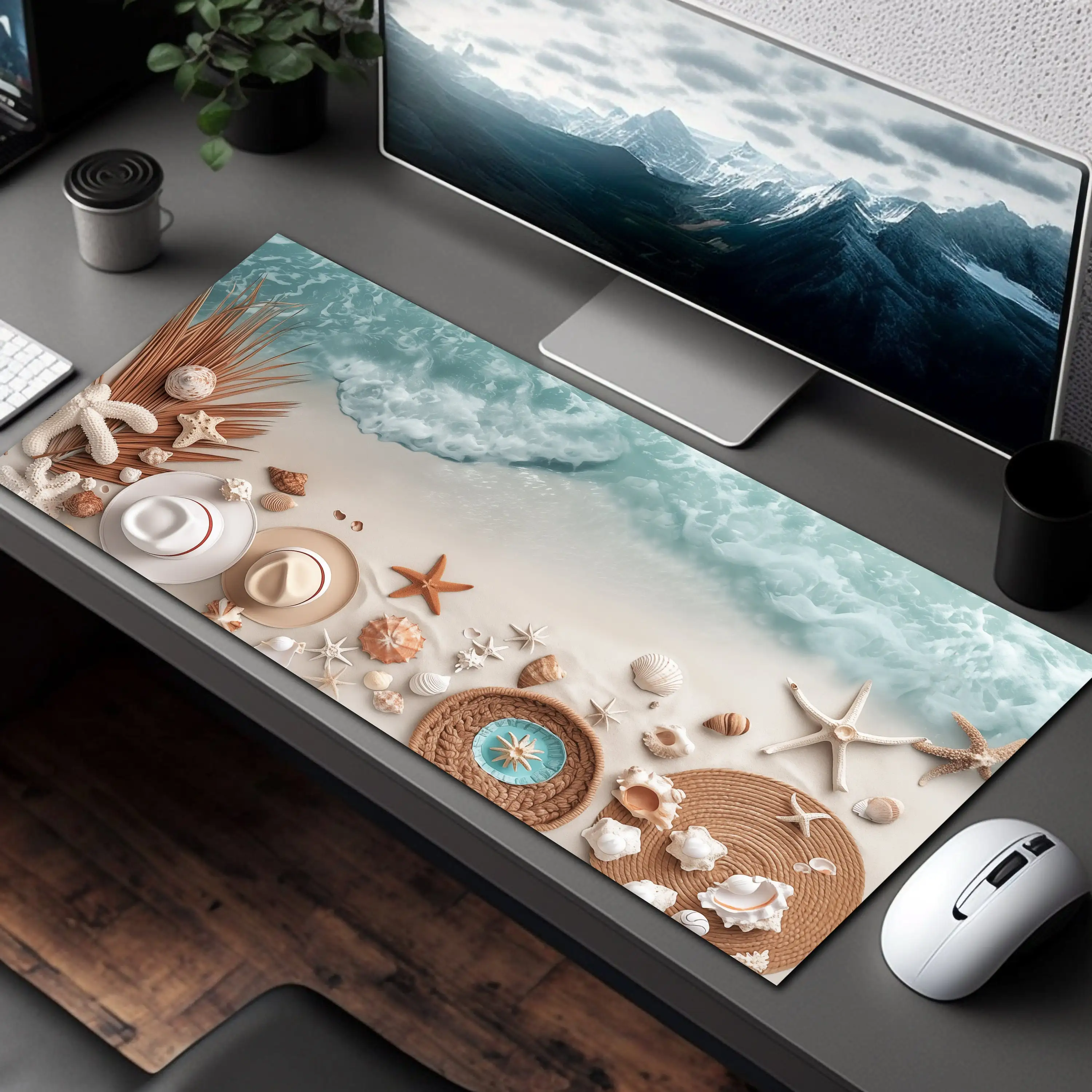 Ocean Beach Desk Mat, Non-slip and Waterproof Gaming Mouse Pad, Office Gaming Desk Decoration Mat, The Perfect Gift for Friends.