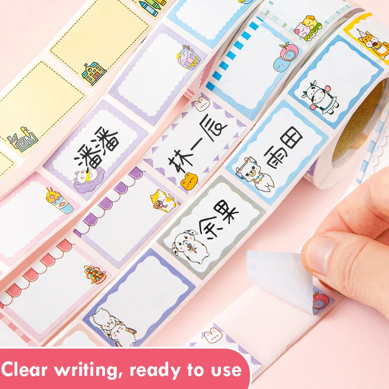 

350 Sheets/Roll Cartoon Name Stickers Water Cup Stickers Waterproof Classification Labels Sticky Note Stickers Stationery