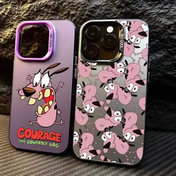 Courage Cowardly Dog Phone Case For iPhone 16 15 14 13 12 11 Pro Max X XR XSMAX 8 7 Plus Candy Matte Shockproof Back Cover