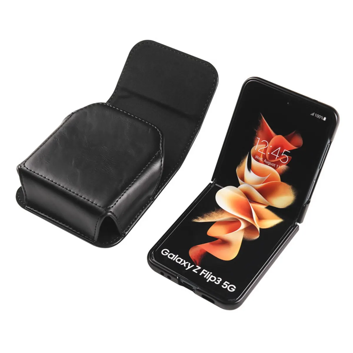 Folding phone waist bag phone protective case, leather bag with belt clip, suitable for lamb pattern folding screen.zwq