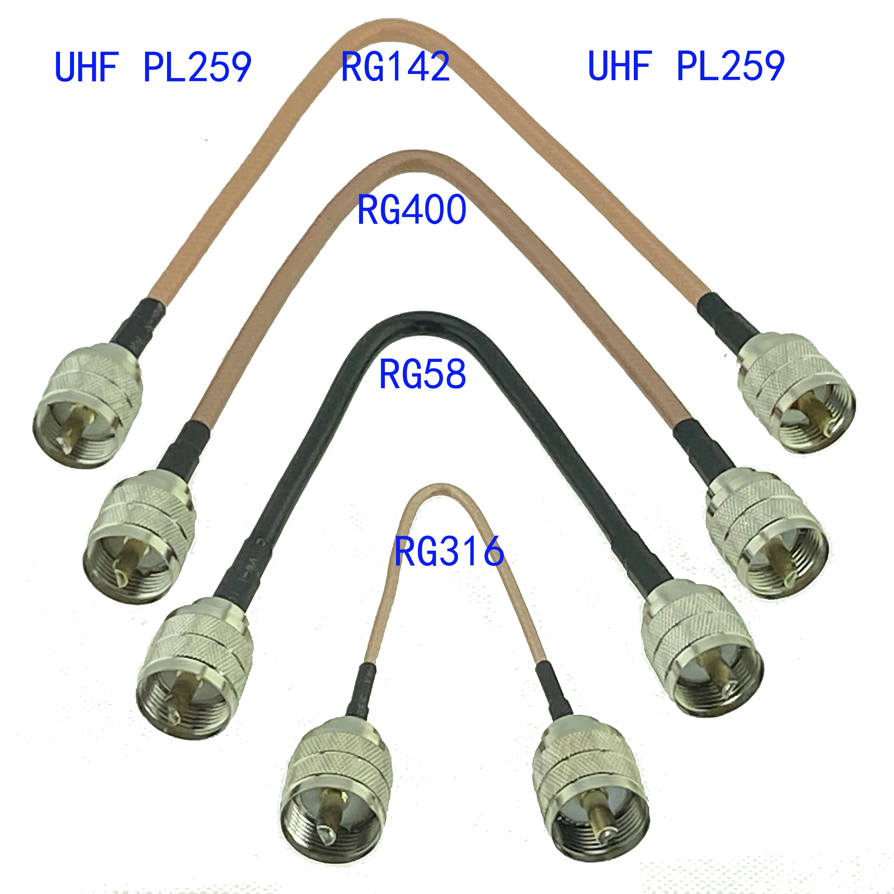 

RG316 RG58 RG400 RG142 PL259 Male Plug to UHF PL259 Male Connector Crimp RF Coaxial Jumper Pigtail Cable Wire 6inch~20M