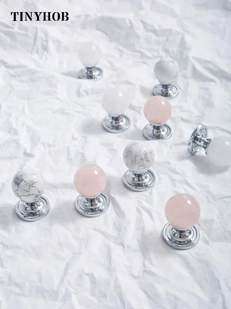 Light Luxury /Brass+Ball White Crystal Cabinet Knobs Cupboard Long Handles Furniture Hardware Drawer Pull Kitchen Accessories
