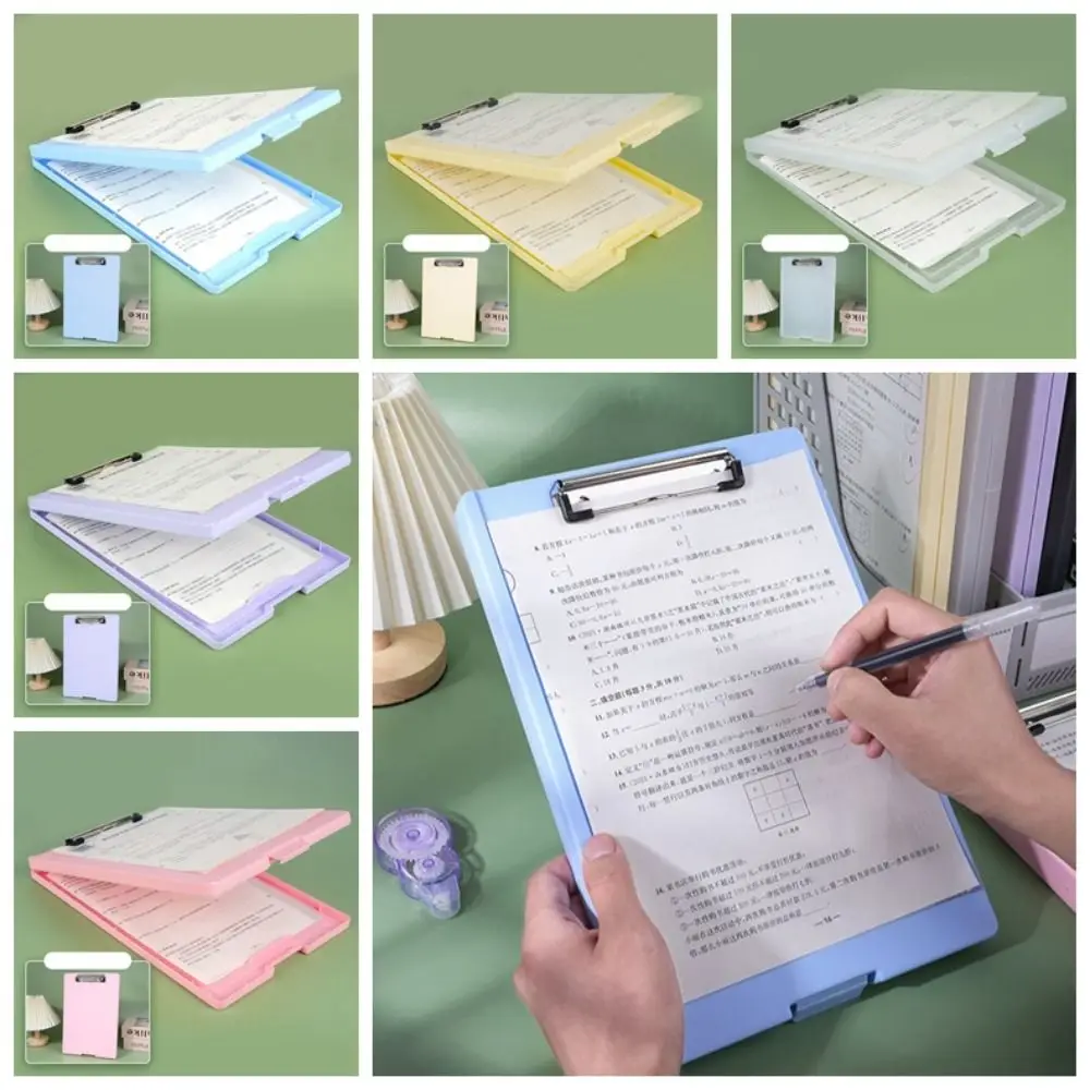 

6 Color Large Capacity A4 File Clipboard Box Case Waterproof File Storage Memo Clip Board Plastic Writing Clipboard School