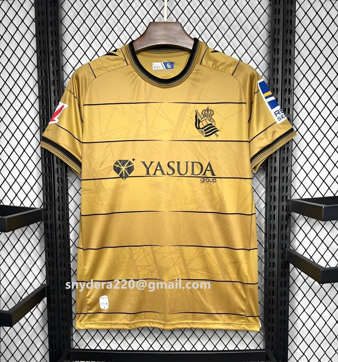 

2024/25 Социоedad Away Gold Быстросохнущая одежда Тренировочные рубашки Real CF