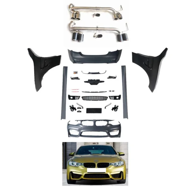 

Upgrade to M4 Front Bumper Rear Bumper Fender Side Skirt M4 Style Body Kit for 4 Series F32 F33 F36 2013-2020