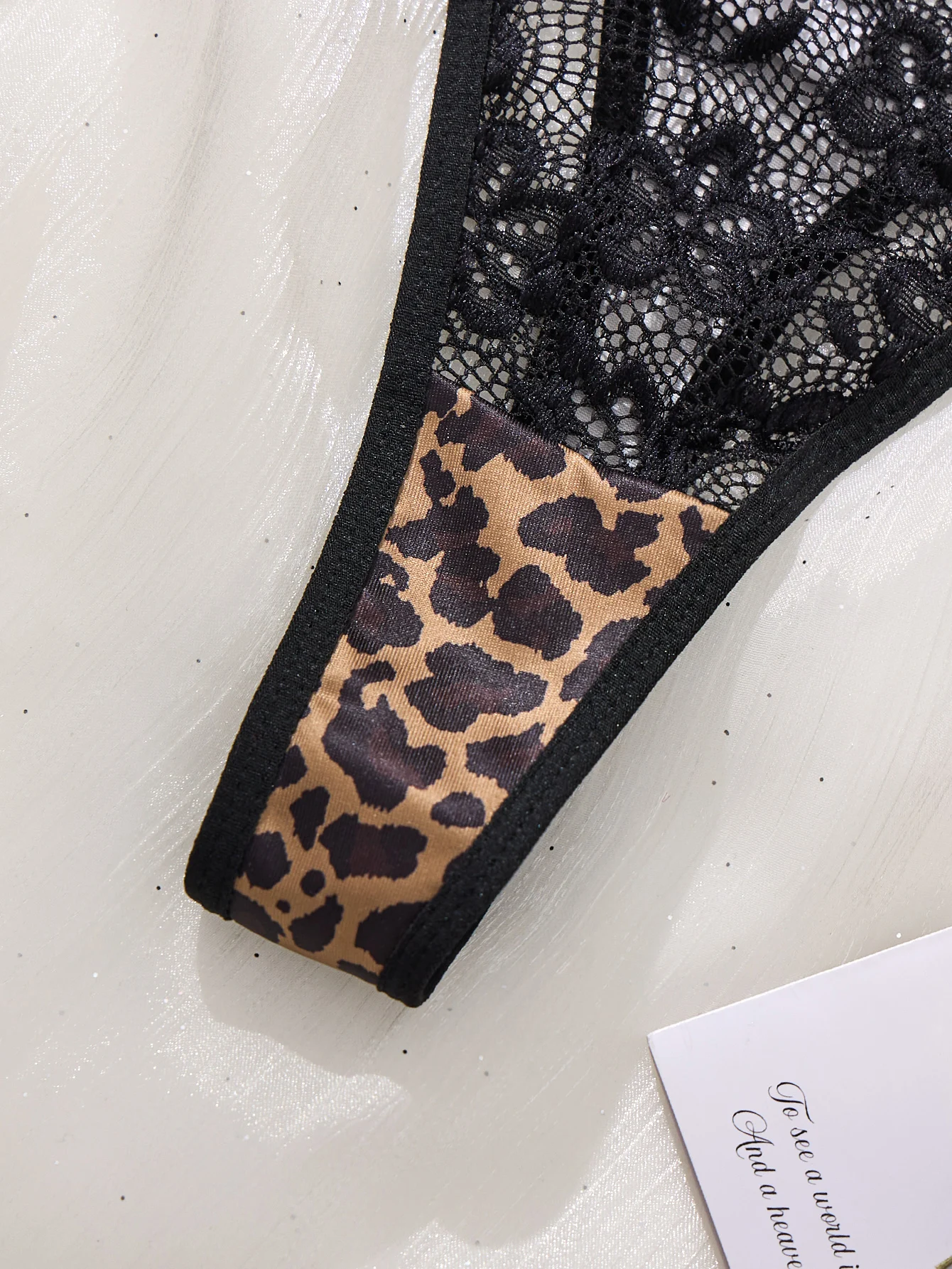 Black leopard bra and thong set