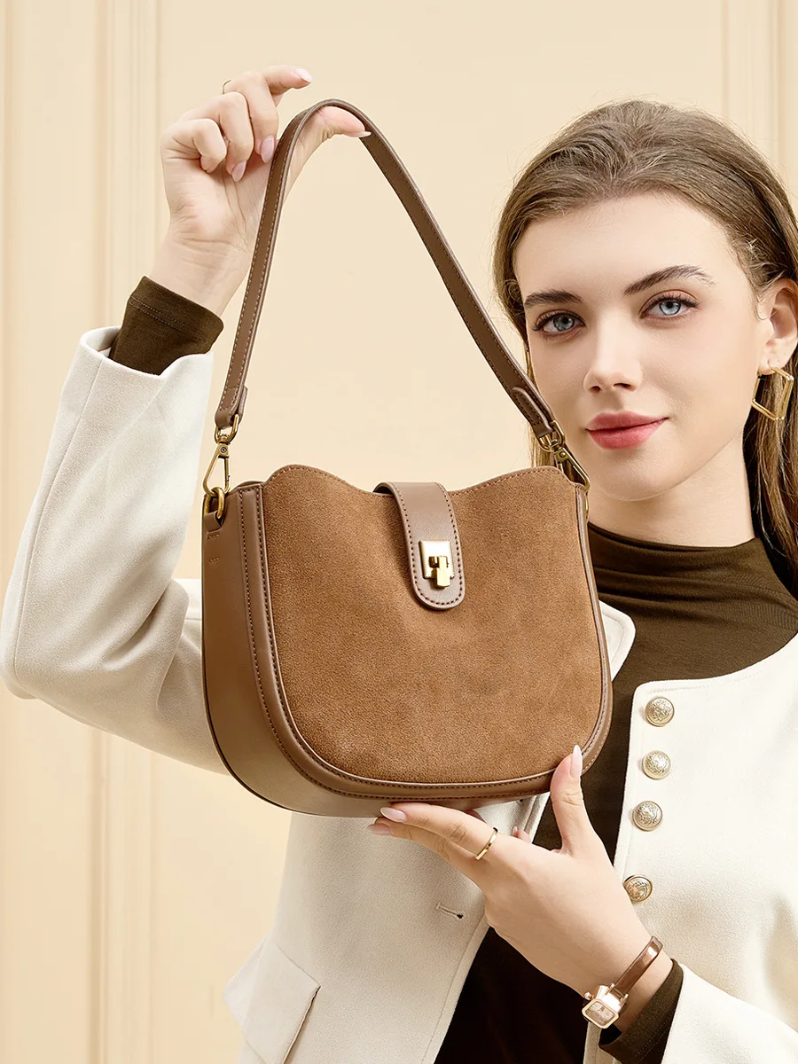 YANATARI Genuine leather woman suede Shoulder bag Soft Leather Minimalism luxury bags womens high quality ladies crossbody bag