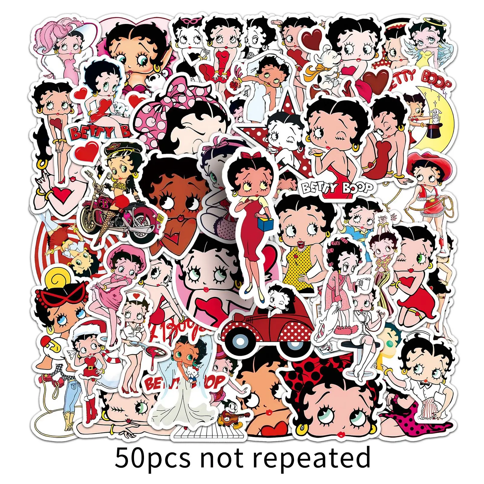 10/50 adet karikatür Betty Boop animasyon etiket DIY dekorasyon cep telefonu kılıfı dizüstü su bardağı kaykay oyuncaklar hediyeler