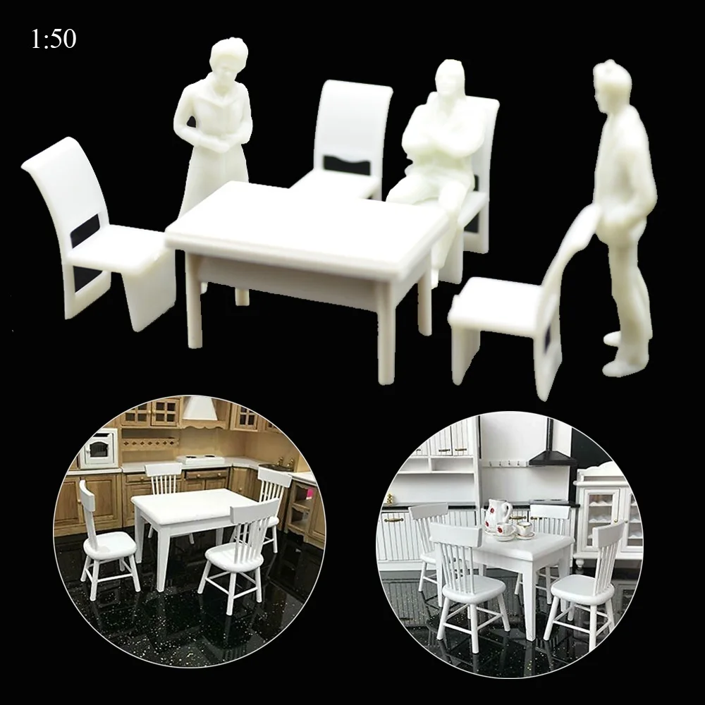 Diy Doll House Accessories Miniature Scale 1:50 Indoor Furniture Table/Sofa/Chair/Bed Model Diorama Kits 26Pcs/Set