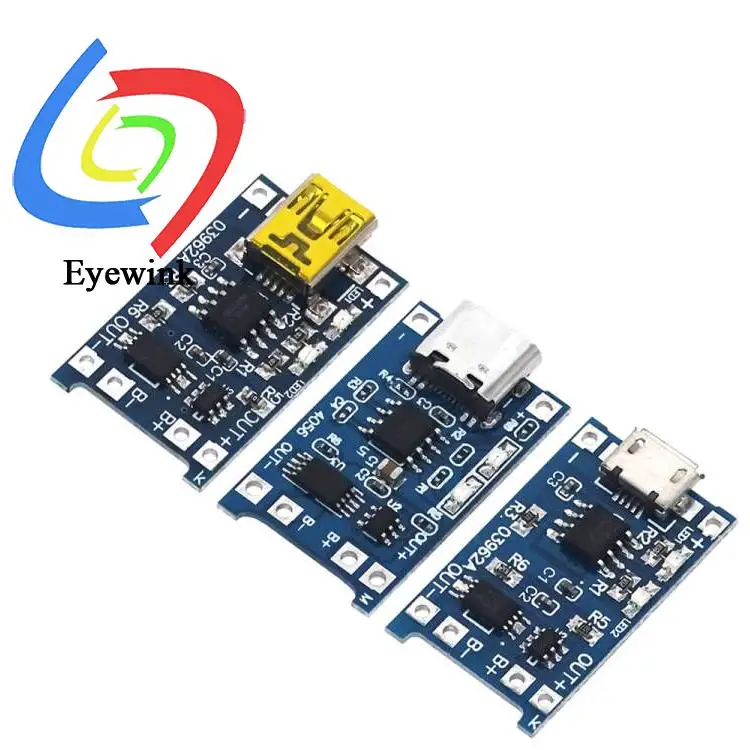 Type-c Micro MINI USB 5V 1A 18650 TP4056 Lithium Battery Charger Module Charging Board With Protection Dual Functions 1A