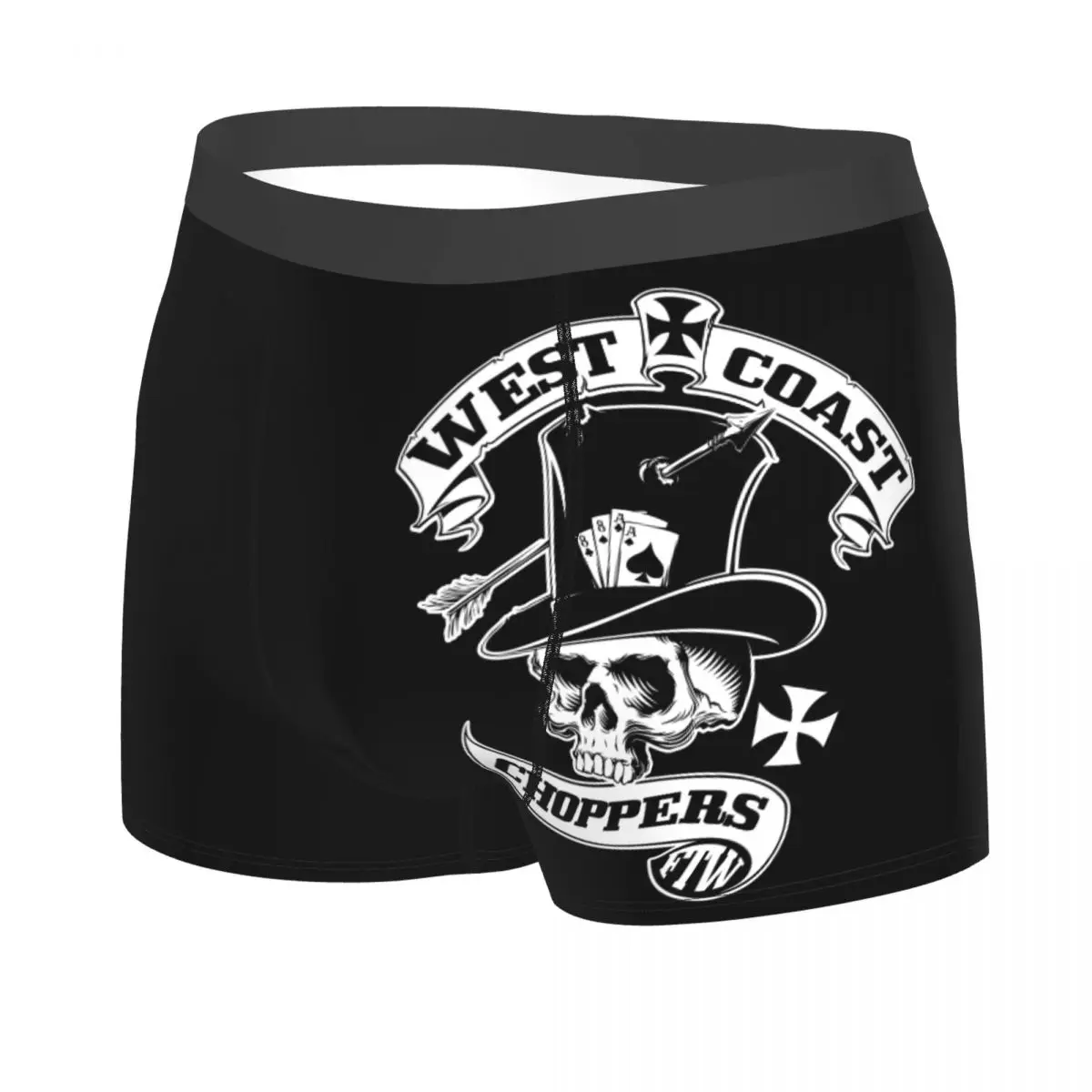 Custom West Coast Iron Skull Chopper Cross Underwear Men Breathable Boxer Briefs Shorts Panties Soft Underpants For Homme