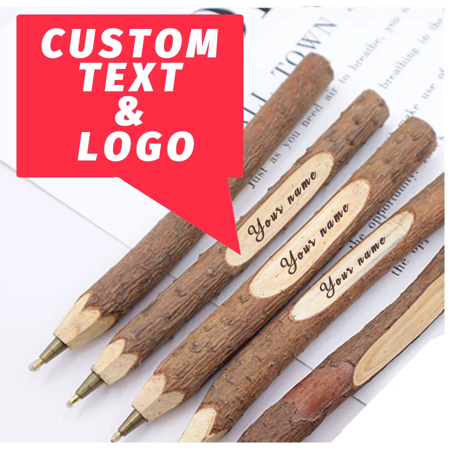 

Custom Natural Wooden Branches Shaped Eco-friendly Ballpoint Pen Retro Drawing Pencil Vintage Stationery Office School Supplies