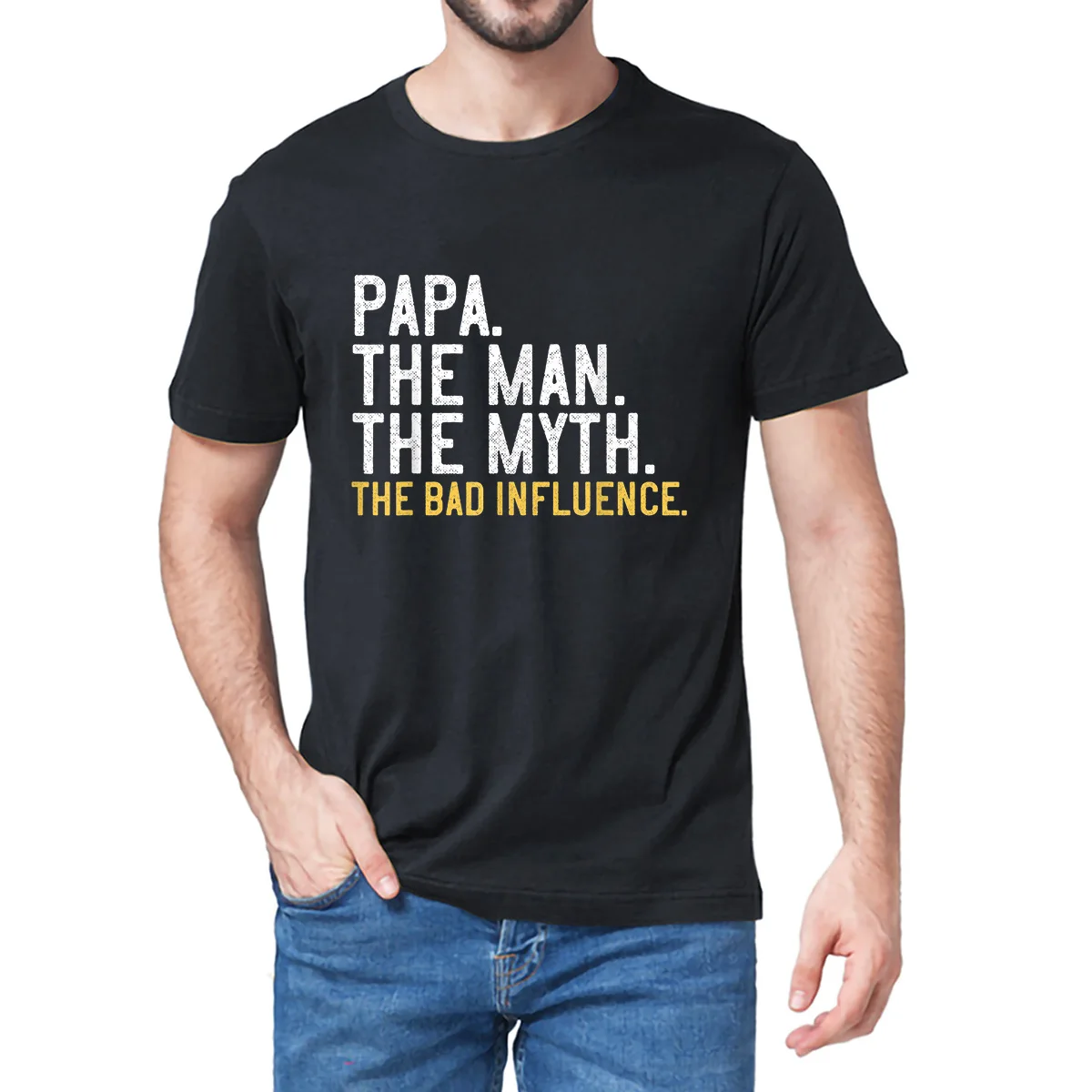 Unisex 100% Cotton Fathers Day Gift Papa The Man The Myth The Bad Influence Men T-Shirt Oversized Casual Tee Clothing Streetwear