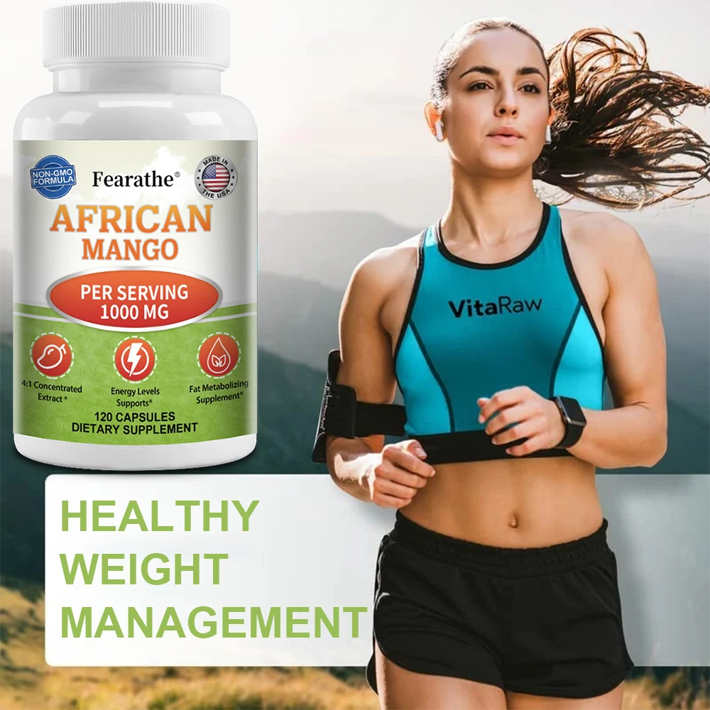 African Mango Capsules - Powerful Metabolism, Appetite Suppressant, Immune System Health, Fat Burning Capsules, Non-GMO