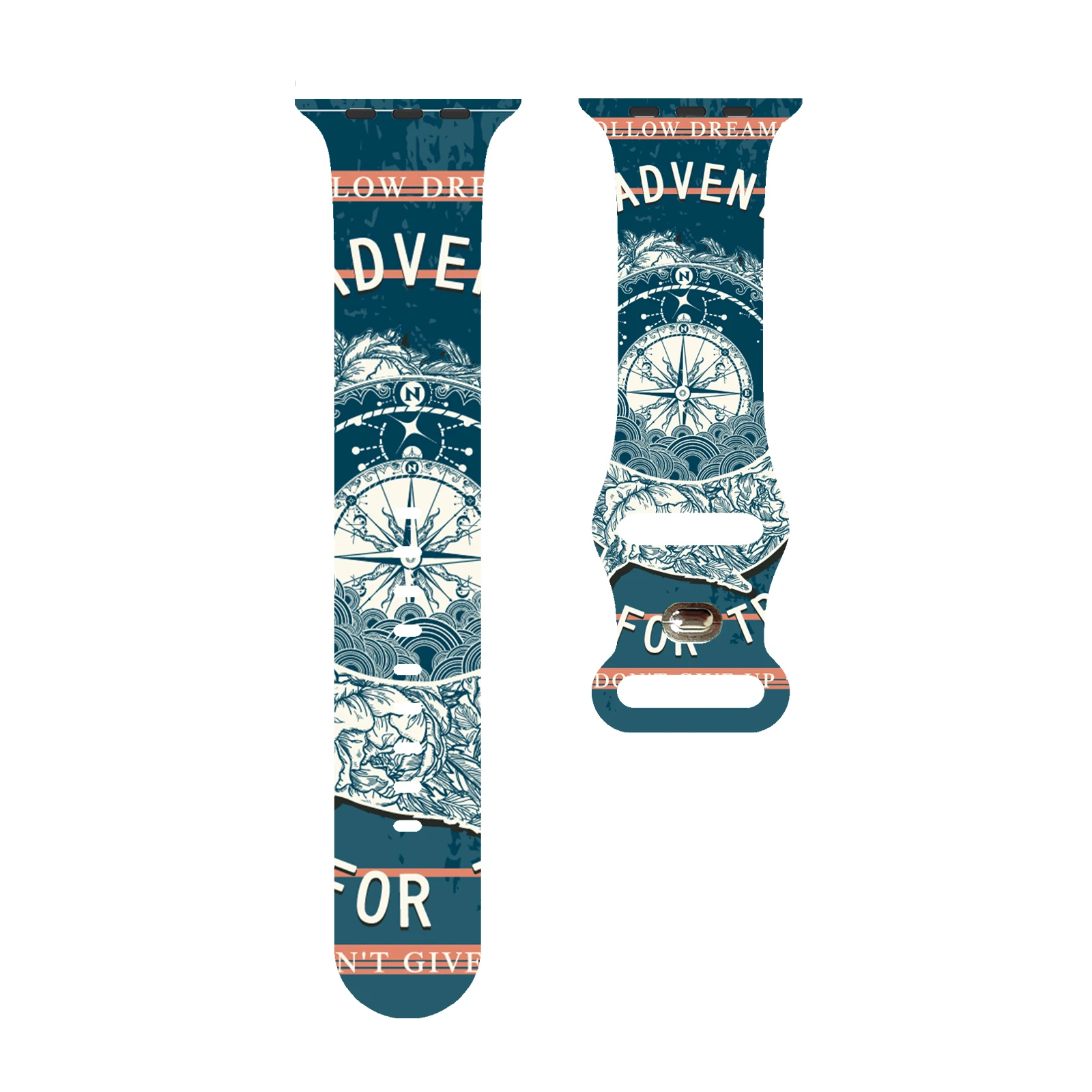 

Dolphin Human's Best Friend Series Print Watchband for Apple Watch 11/10/9/8/SE, Waterproof Silicone Replacement Band 45/44/42mm