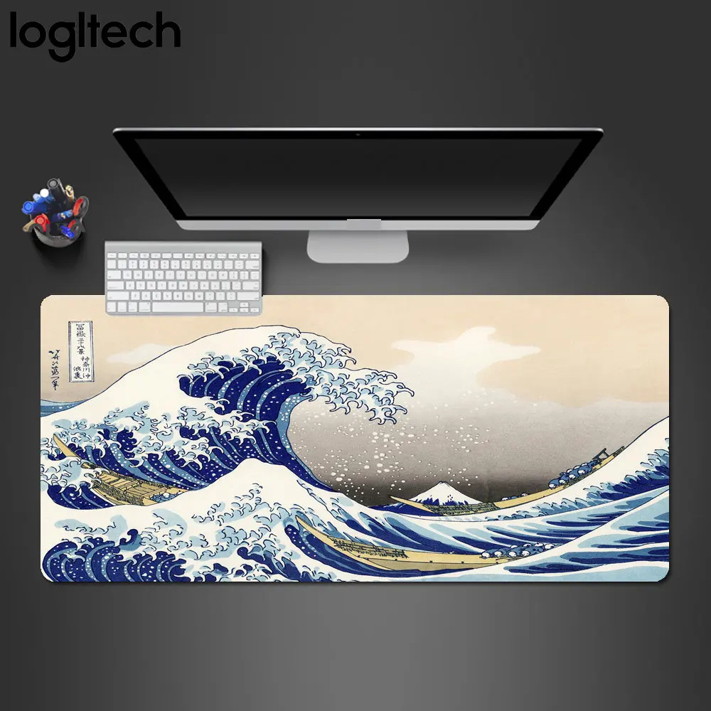 

Japanese Great Wave Off Large Mousepad Gamer PC Gaming XXL Mouse Pad Computer Keyboard Laptop Mousepad Mause Art Office Desk Mat