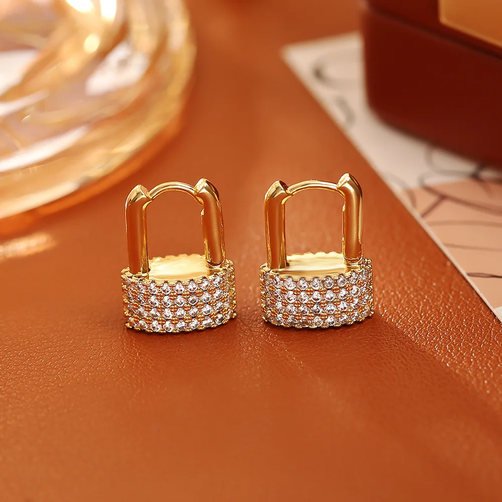 

Медные позолоченные серьги с дизайном в виде замка для женщин