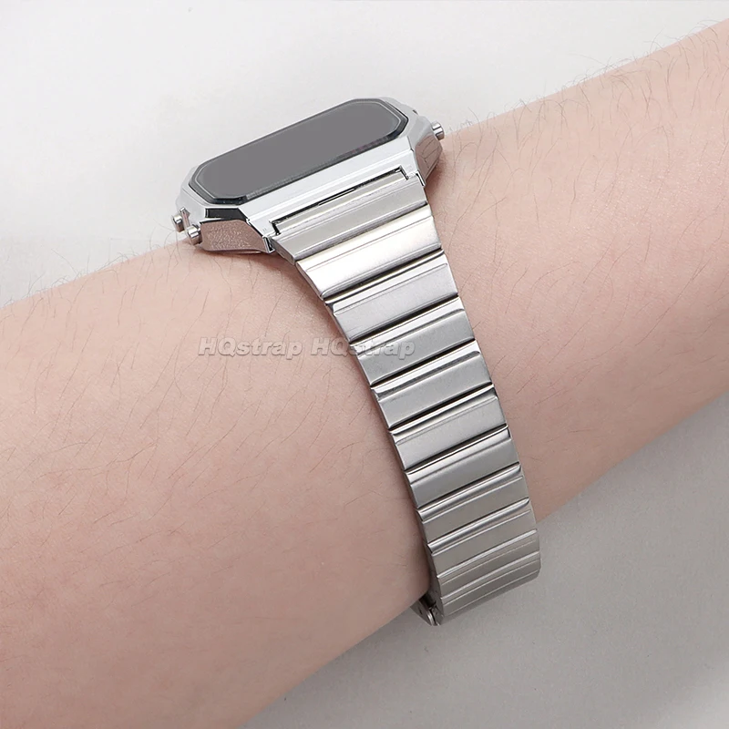 초박형 금속 시계 밴드, 스테인레스 스틸 스트랩, Casio F-91W SGW400 F84 F105 108 A158W 168 AE1200 1300 AQ230, 18mm, 20mm