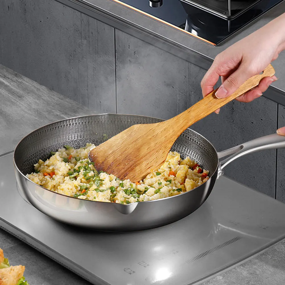 

Stainless Steel Frying Pan 28Cm Honeycomb Grain Non Stick Wok For Gas Induction Electric Stove Heavy Duty Kitchen Cookware
