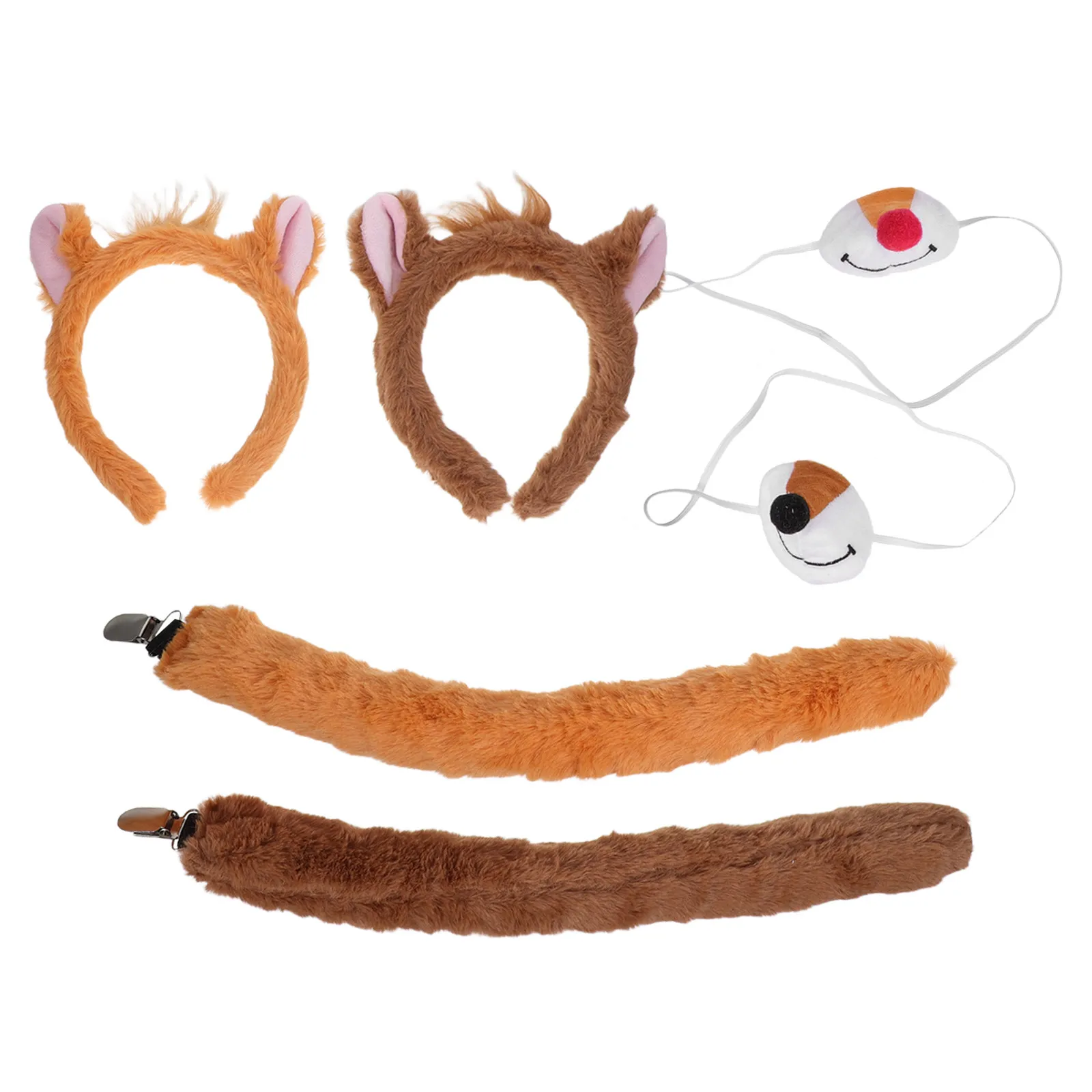 

2 комплекта детских костюмов с ушками и хвостом белки, повязки на голову и аксессуары для девочек