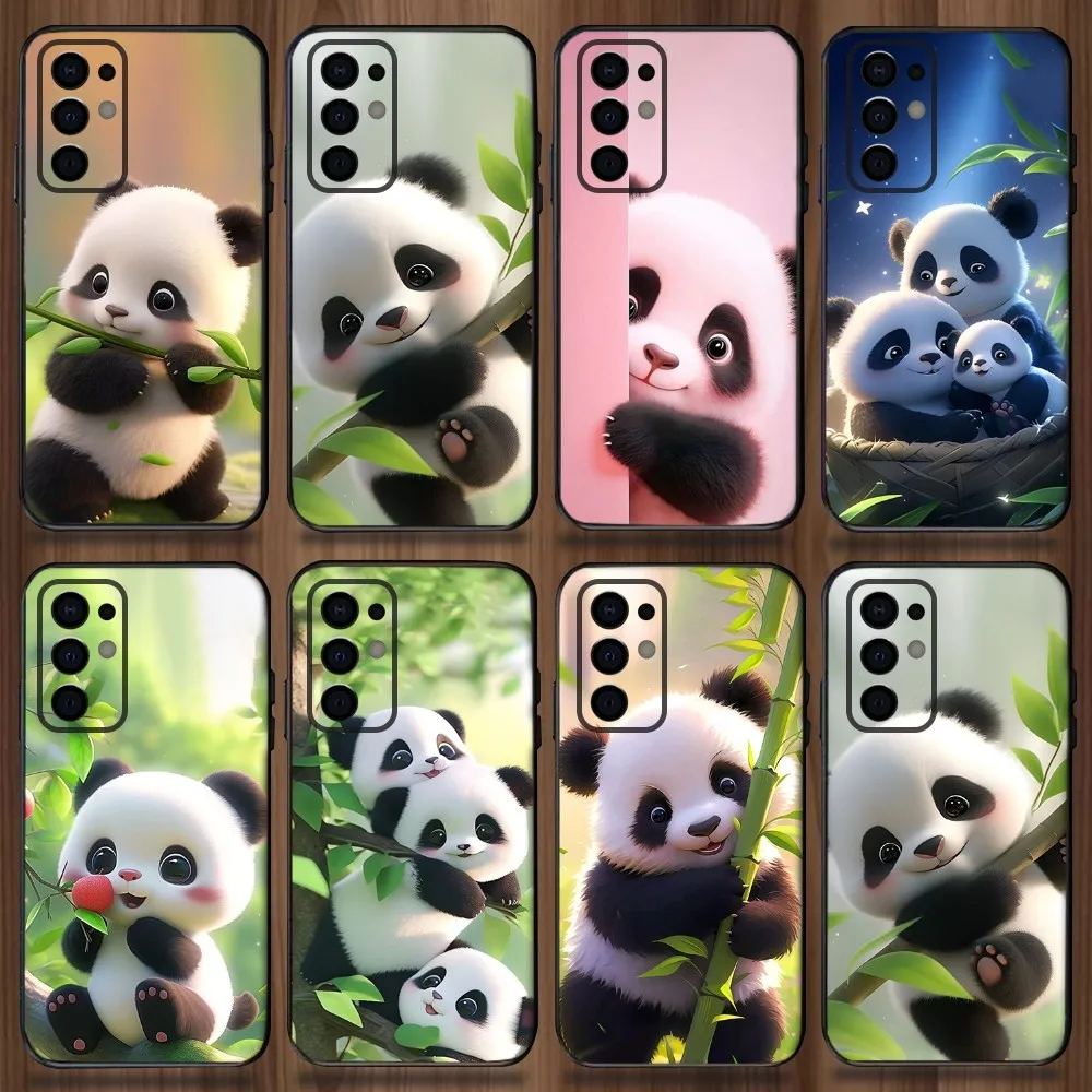 Animal Fubao Panda Cute Phone Case For Samsung Galaxy A13,A21s,A22,A31,A32,A52,A53,A71,A80,A91 Soft Black Cover