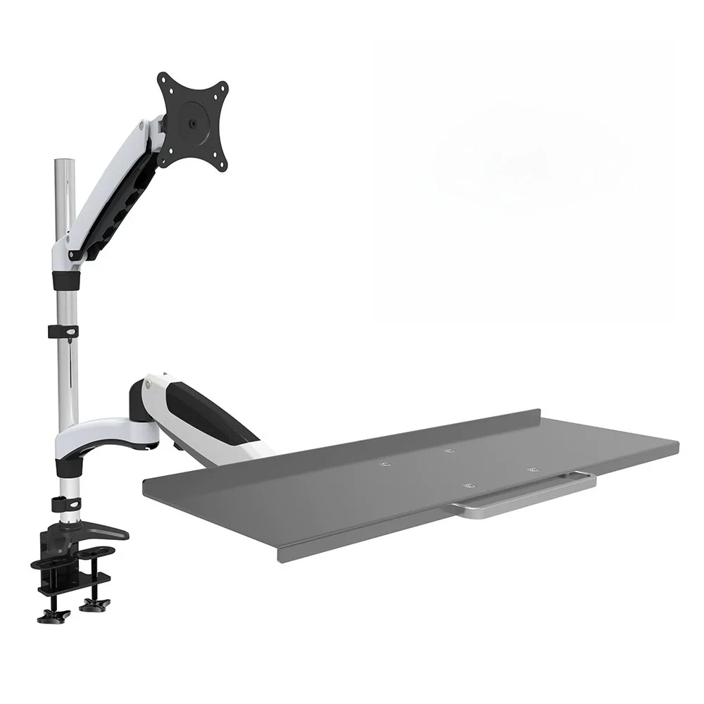 Height-adjustable Single-arm Monitor and Keyboard Tray Wall Mount