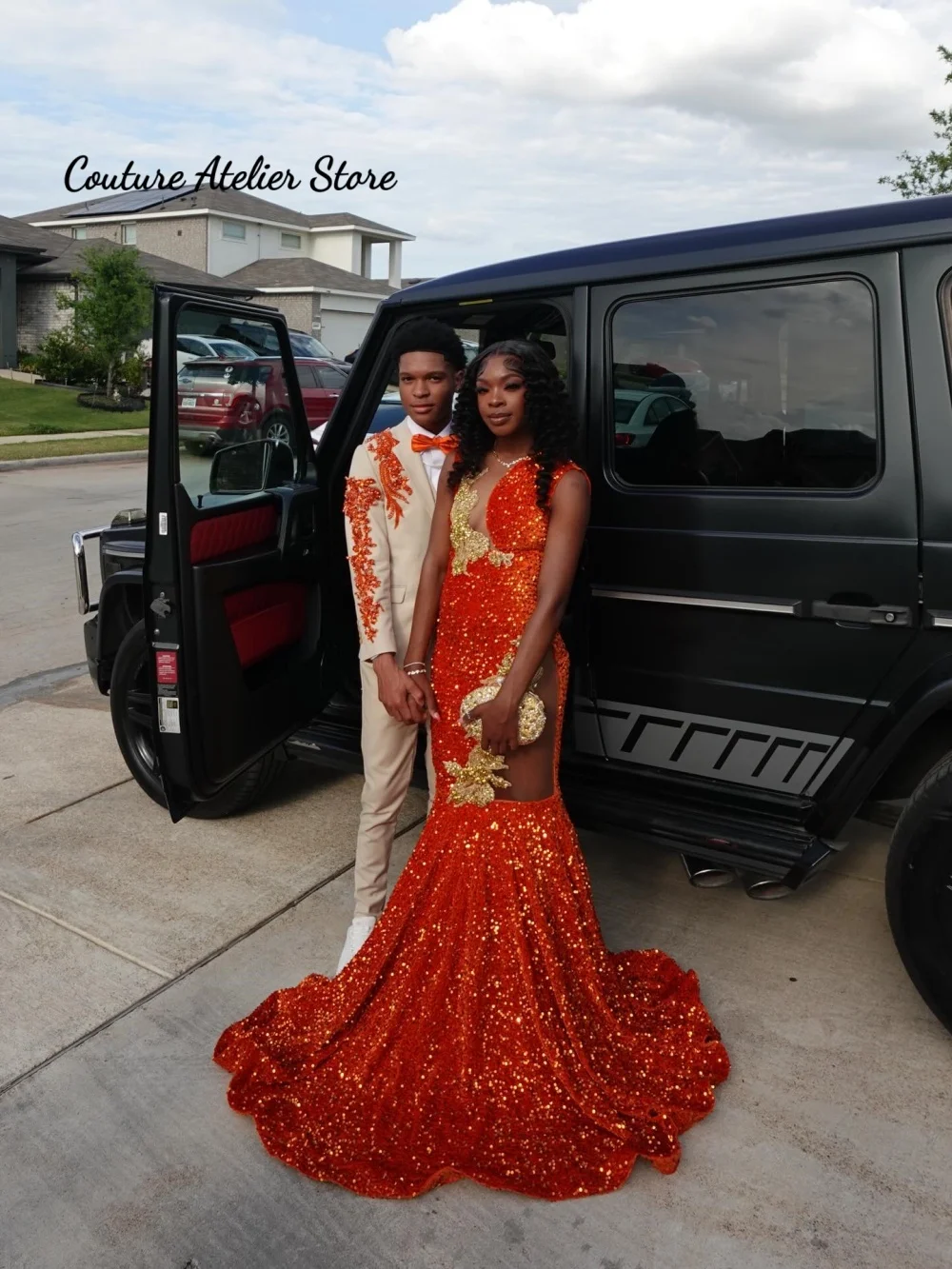 

Orange SequinGold Rhinestone Prom Dresses 2k26 For Blackgirls Graduation Birthday Dress Luxury Cocktail Customized
