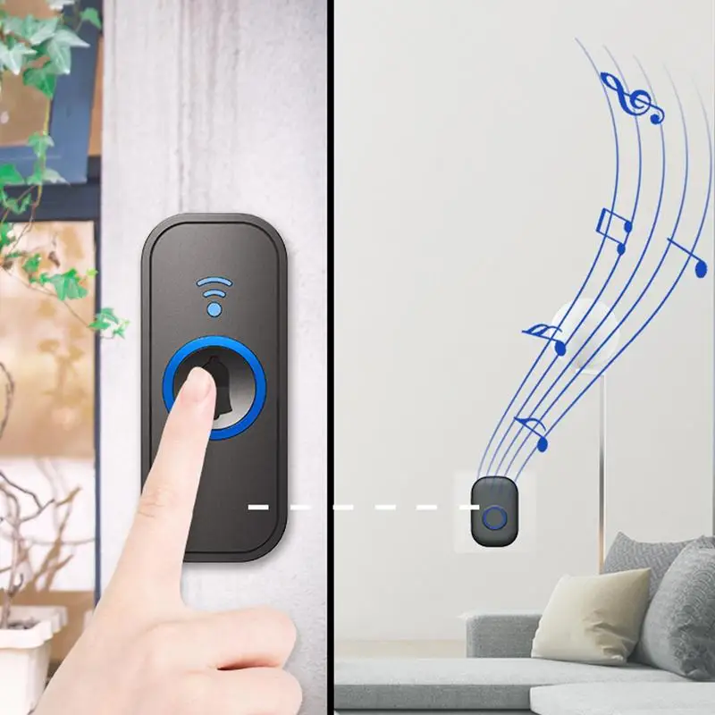 Wireless Doorbell Waterproof Doorbell Chime Kit Wireless Doorbells With Receiver & Transmitter 4 Voice Volume 656ft Range