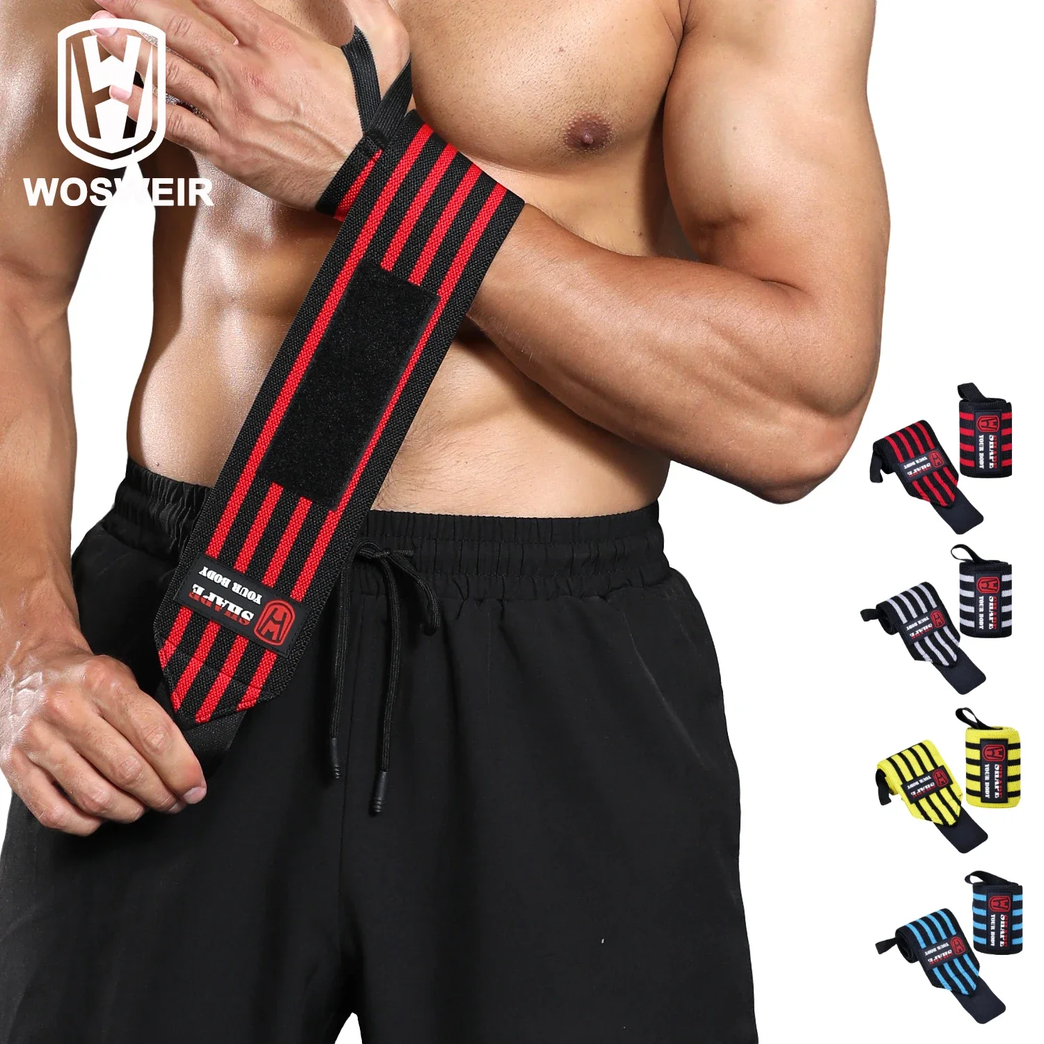WOSWEIR-1 Pair Weightlifting Wristband, Wrist Wraps, Gym Fitness Straps Support , Sports Equipment