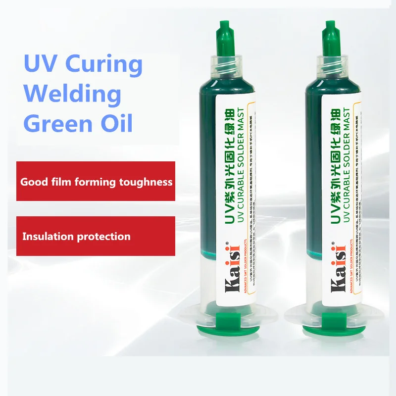 

KAISI 10CC UV Curable Solder Mask for Mobile Phone PCB BGA Welding Motherboard Paint Prevent Corrosive Arcing Curing Green Oil