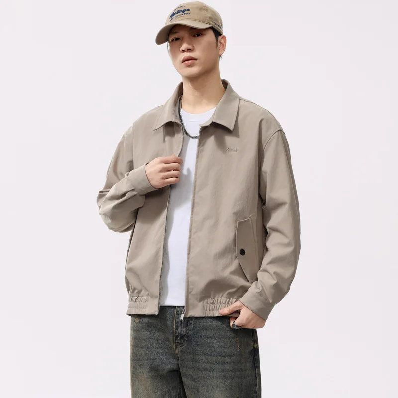 Men's Jacket Lapel Button Decoration Zipper Placket Soft Breathable Durable Loose Minimalist Versatile Casual Cardigan Outerwear