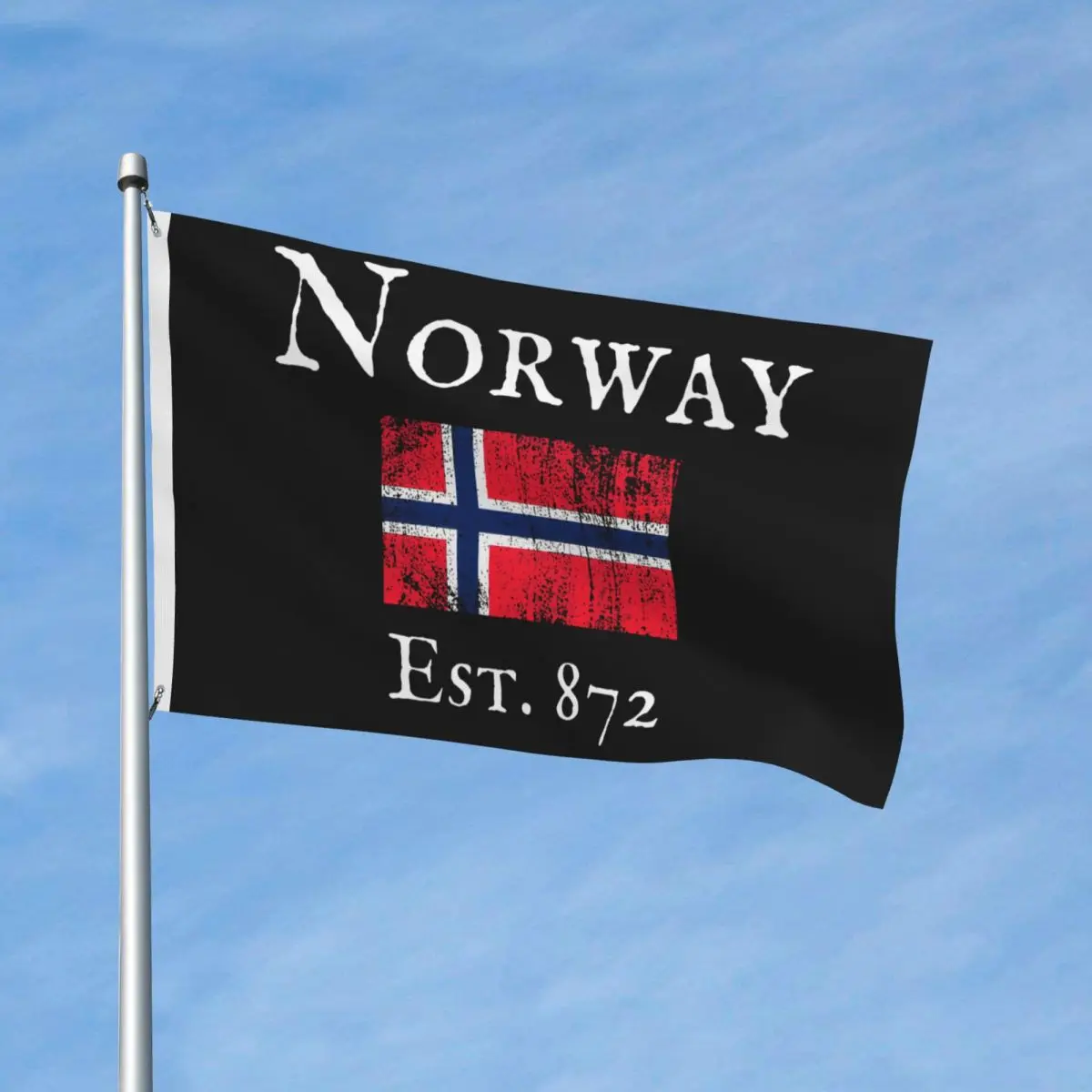 3x5 ft Retro Worn Norway Flag Est 872 Outline Text Flag Hanging Banner Fashion Custom Flags For Celebration Home Decoration