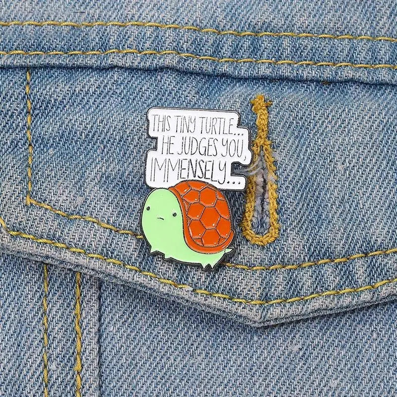 Pins Custom Animal Quotes Brooches Lapel Badges Funny Jewelry Gift for Kids Friends Tiny Turtle Enamel