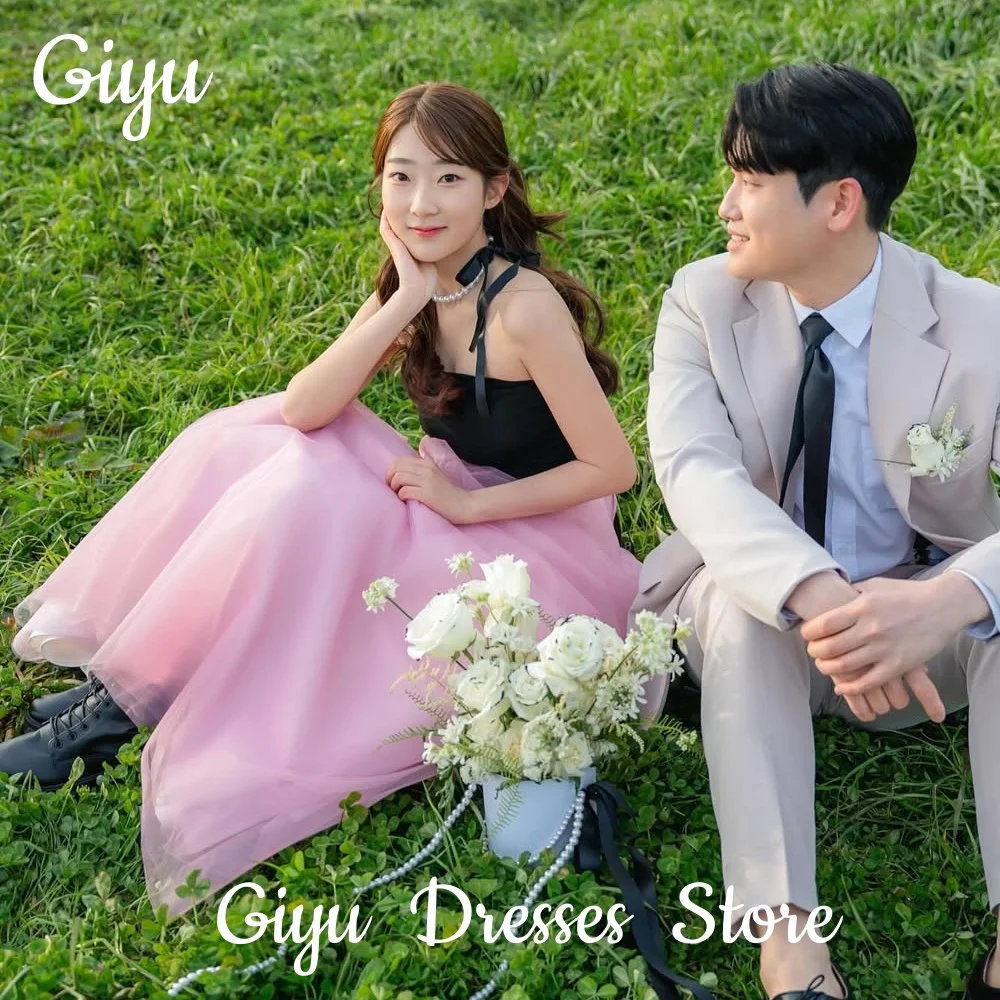 

Giyu Elegant Black And Pink Strapless Wedding Party Dresses A-line Sleeveless Korea Photoshoot Customized 2025 Evening Gowns