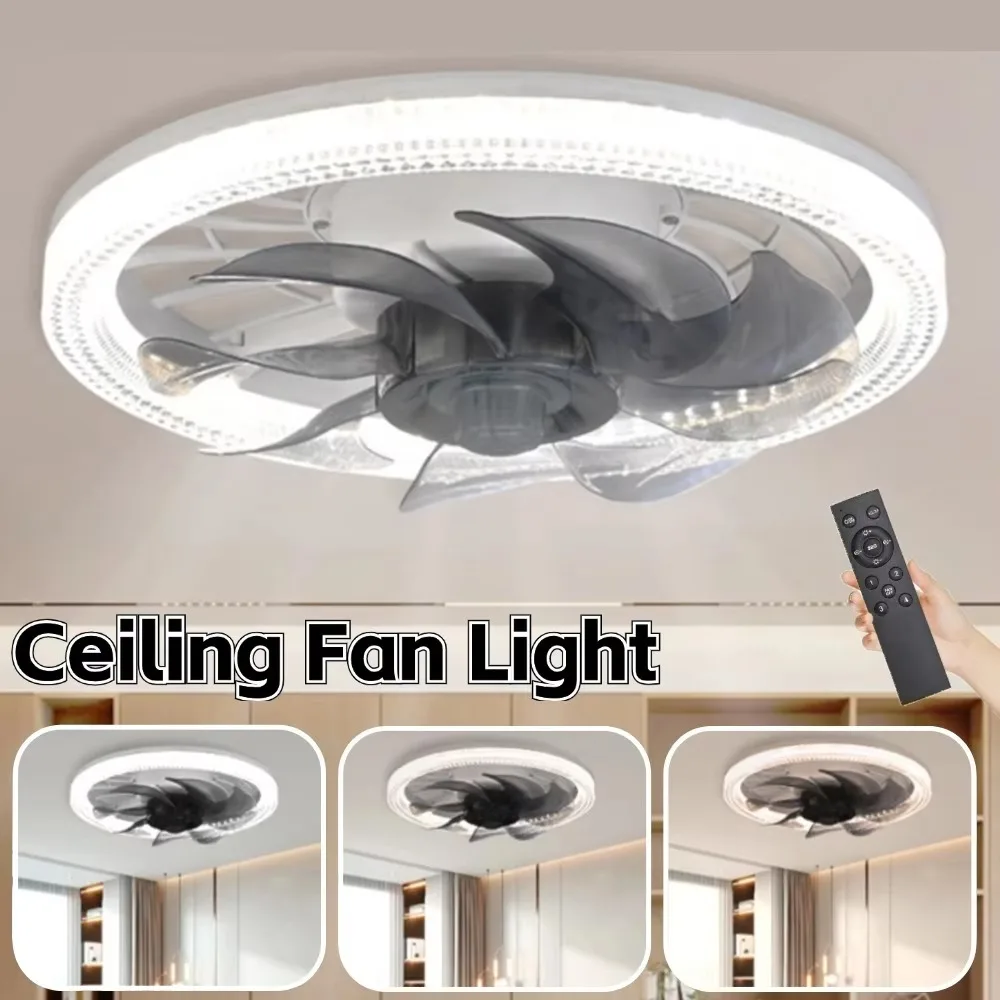 

Fashion E27 Modern Ceiling Fans 12.2inch with Lights and Remote LED Light Fan 4 Speed Low Profile Electric Fan Living Room
