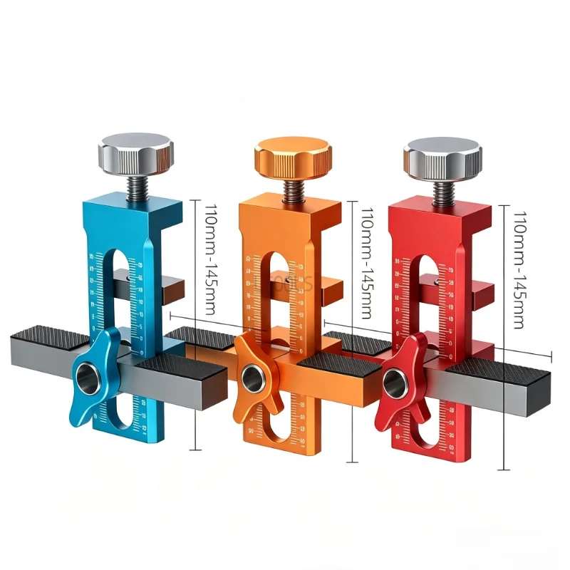 Aluminum Alloy Cabinet Door Installation Assistant Jig Cabinet Door Lifting Leveler Tool for Latch Drilling Woodworking DIY Tool