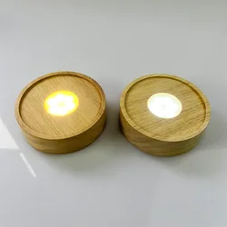 Round Battery Led Light Base Display Stand for 3D Crystal Glass Resin Balls Objects Night Lamps