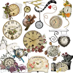 24pcs Vintage clock Stickers Crafts And Scrapbooking stickers kids toys book Decorative sticker DIY Stationery