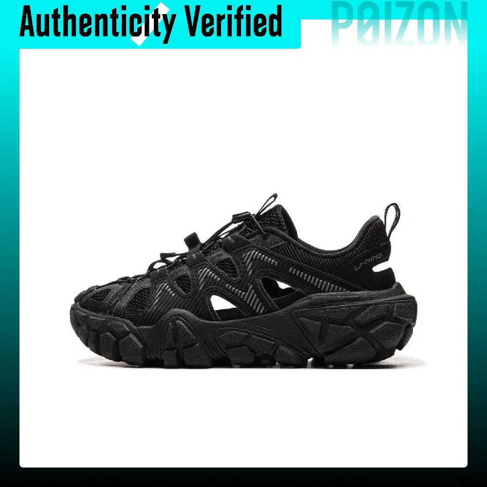 Li Ning Sand Dune Breathable Height Increasing River Trekking Shoes Men's Black AGCV119-5