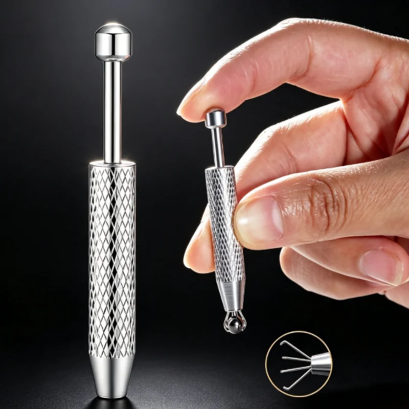 Small Jewelry Beads Tweezer Piercing Ball Grabber with 4 Jaw Holder Diamond Claw Tweezers for IC Chips Gems Nuts Puller Tool
