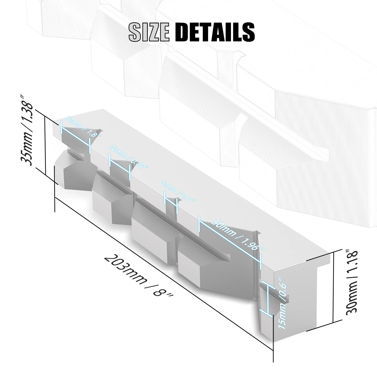 10PCS Aluminum Vise Soft Jaws V-Type Jaw 0.4 0.78 1.8 1.96 IN For Vise Chick Kurt Te-co Parlec Toolex Magnum Conquest 6 IN Vises