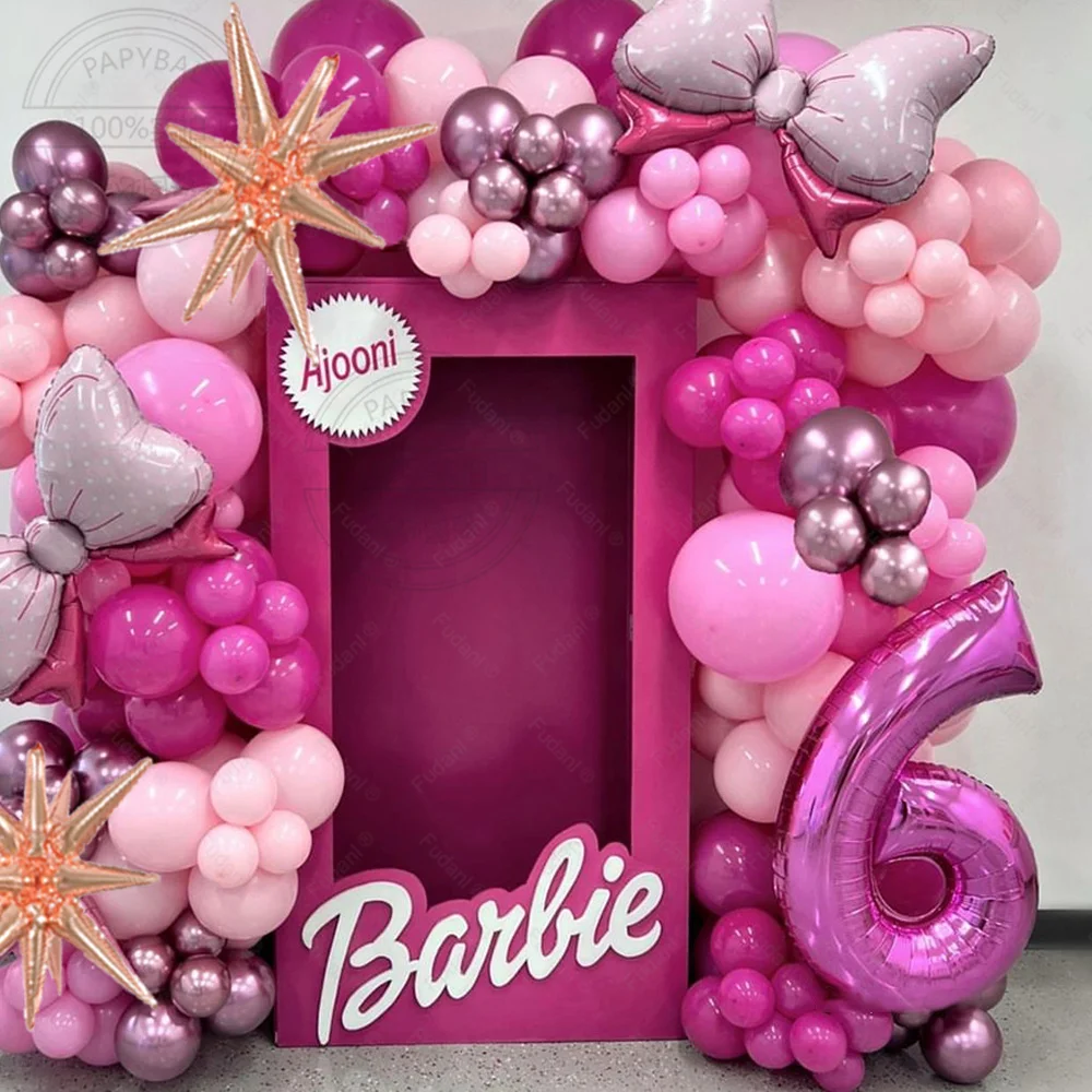 133 pezzi set di fiocchi rosa ghirlanda stile arco 32 pollici 1-9 palla foil palloncino in lattice decorazione festa di compleanno per bambini e