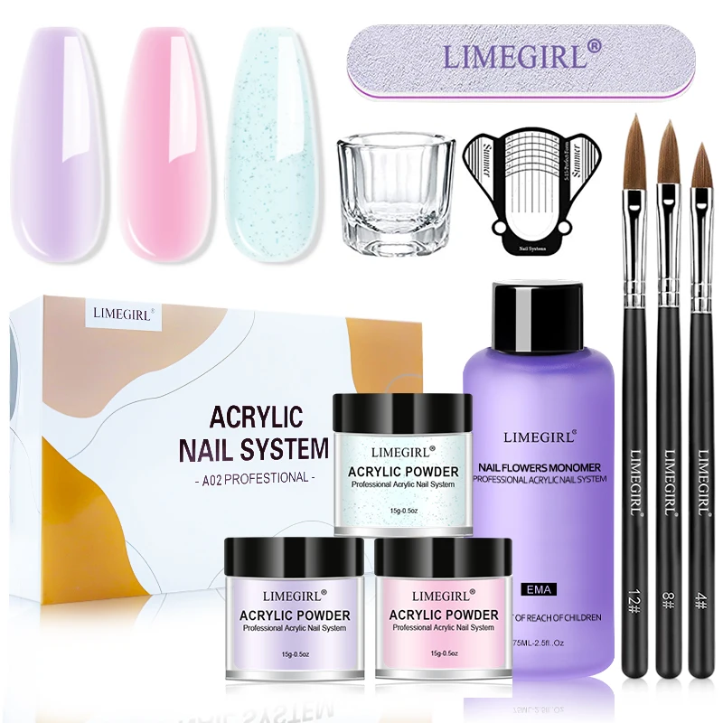 LIMEGIRL مسمار الاكريليك مسحوق و السائل مونومر رسومات أظافر الديكور لمجموعة مانيكير المهنية لتقوم بها بنفسك مسمار نصائح أدوات حفر #1