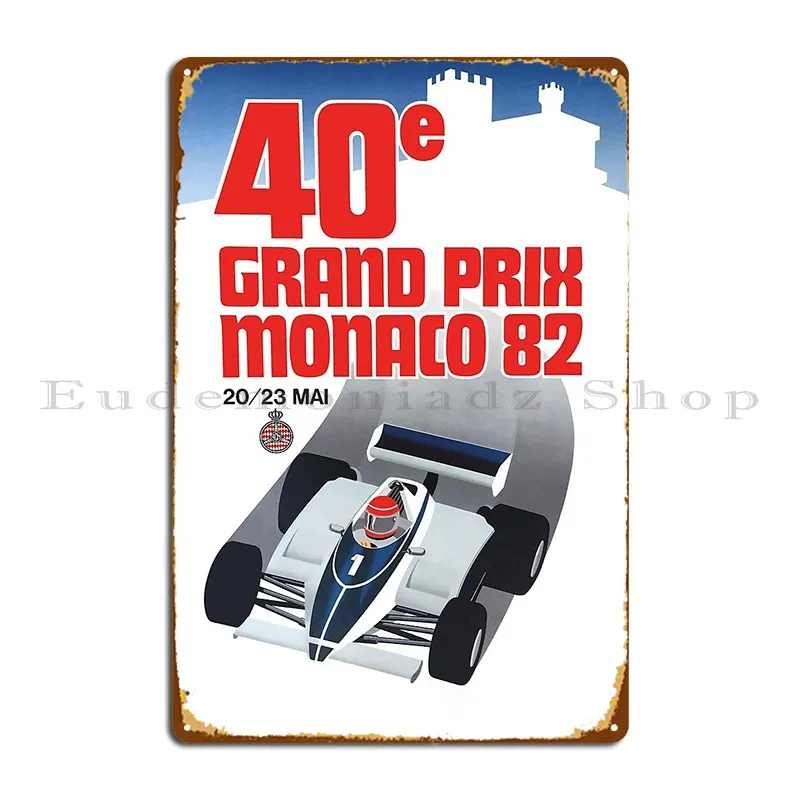 1982 Монако Grand Prix плакат гонки металлическая табличка Ретро кинотеатр проектирование стен декор кинотеатр жестяной плакат