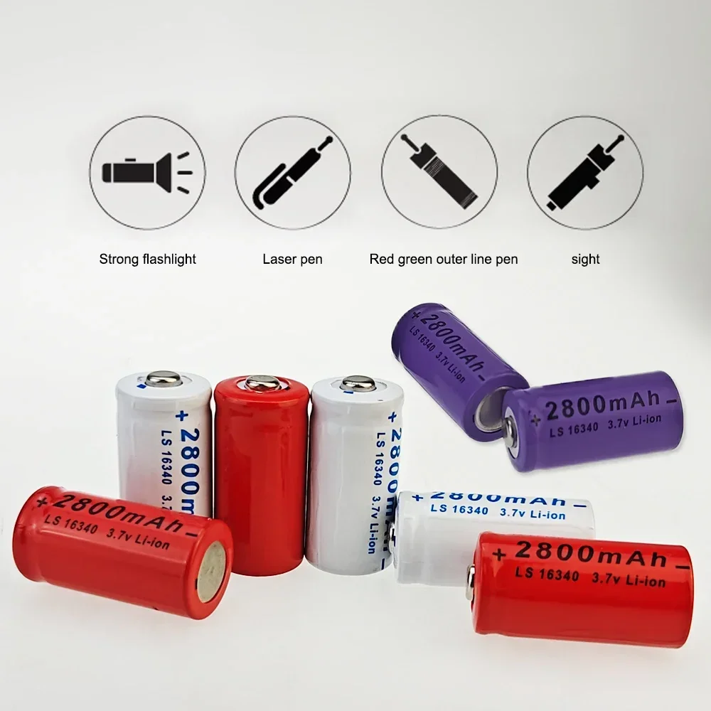 

3.7V Li-ion Rechargeable Battery Cylindrical 16340 Battery CR123A 2800mAh