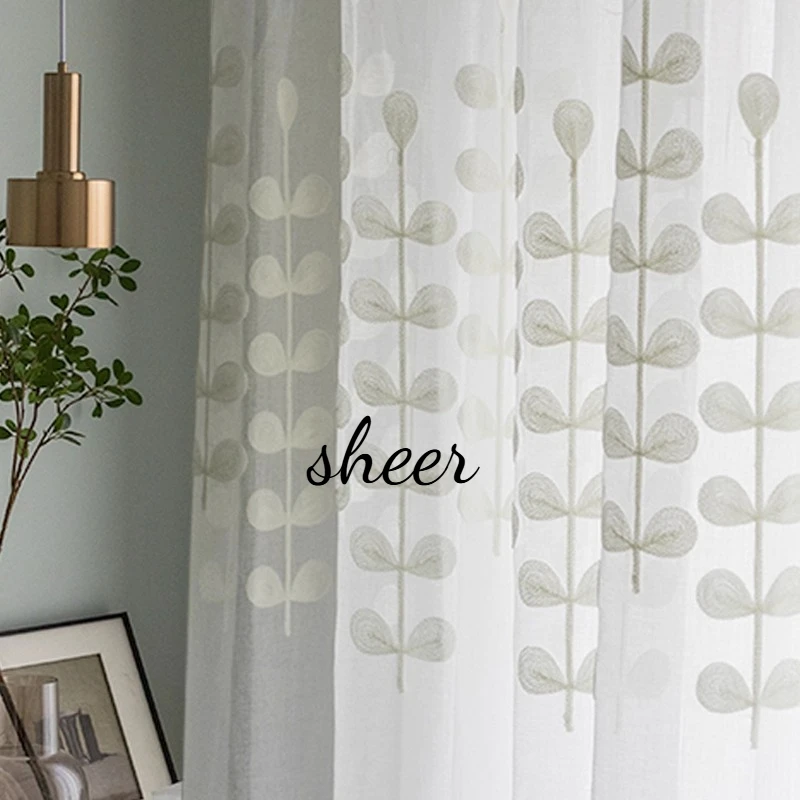 Korean Style Living Room Bedroom Balcony Yarn Living Room White Embroidered Linen Curtains with Yarn Custom Size Fashion Sheer