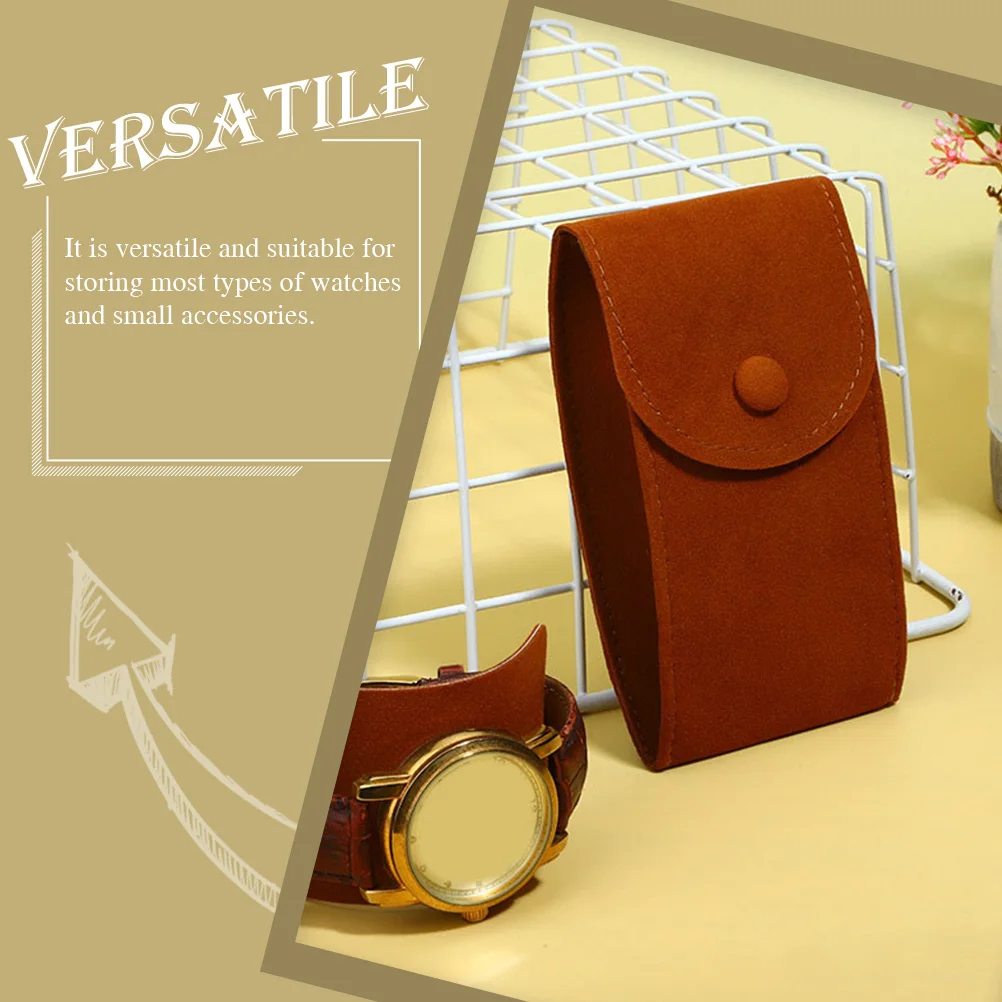

2pcs Storage Pouch Button Design Jewelry Organizer Protective Bag For Travel Portable Watch Pouch Flannel Material Durable Watch
