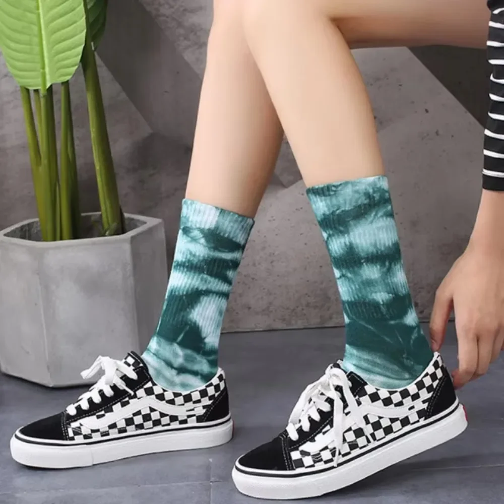 2023 New Hip-Hop Tie-Dye Middle Tube Socks Comprehensive Comfortable Sports Socks for Men and Women Harajuku Style Happy Socks