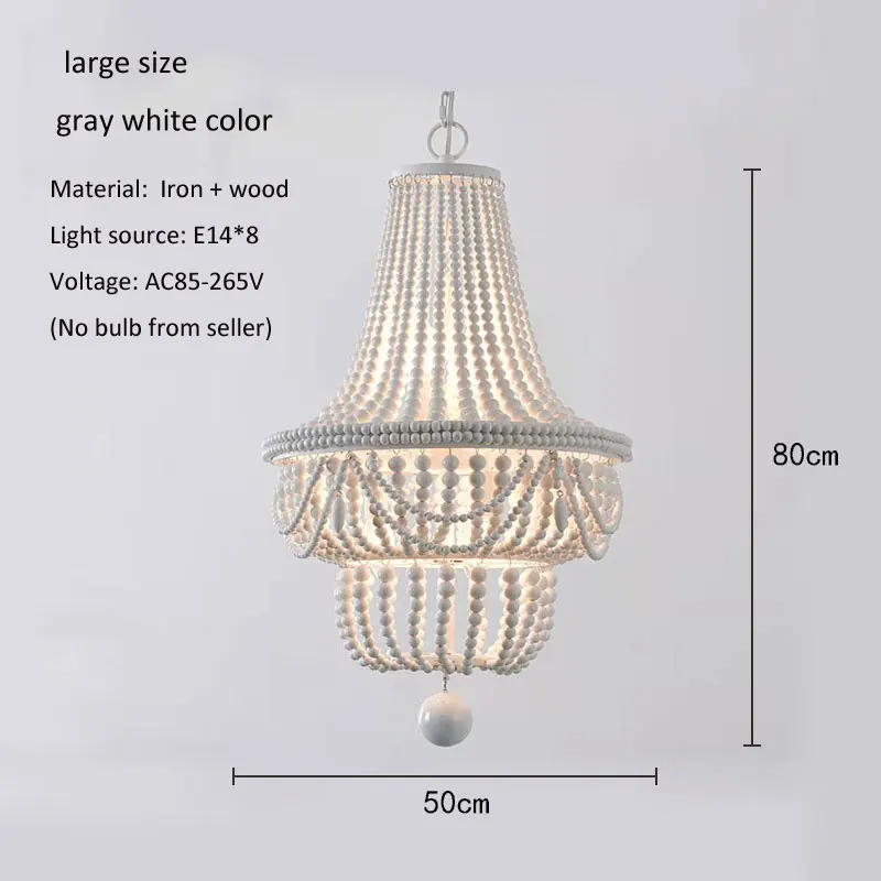 European American Countryside Wooden Lights Living Room Bedrooms Villas Headlights Homestays Creative French Wooden Bead Chandel