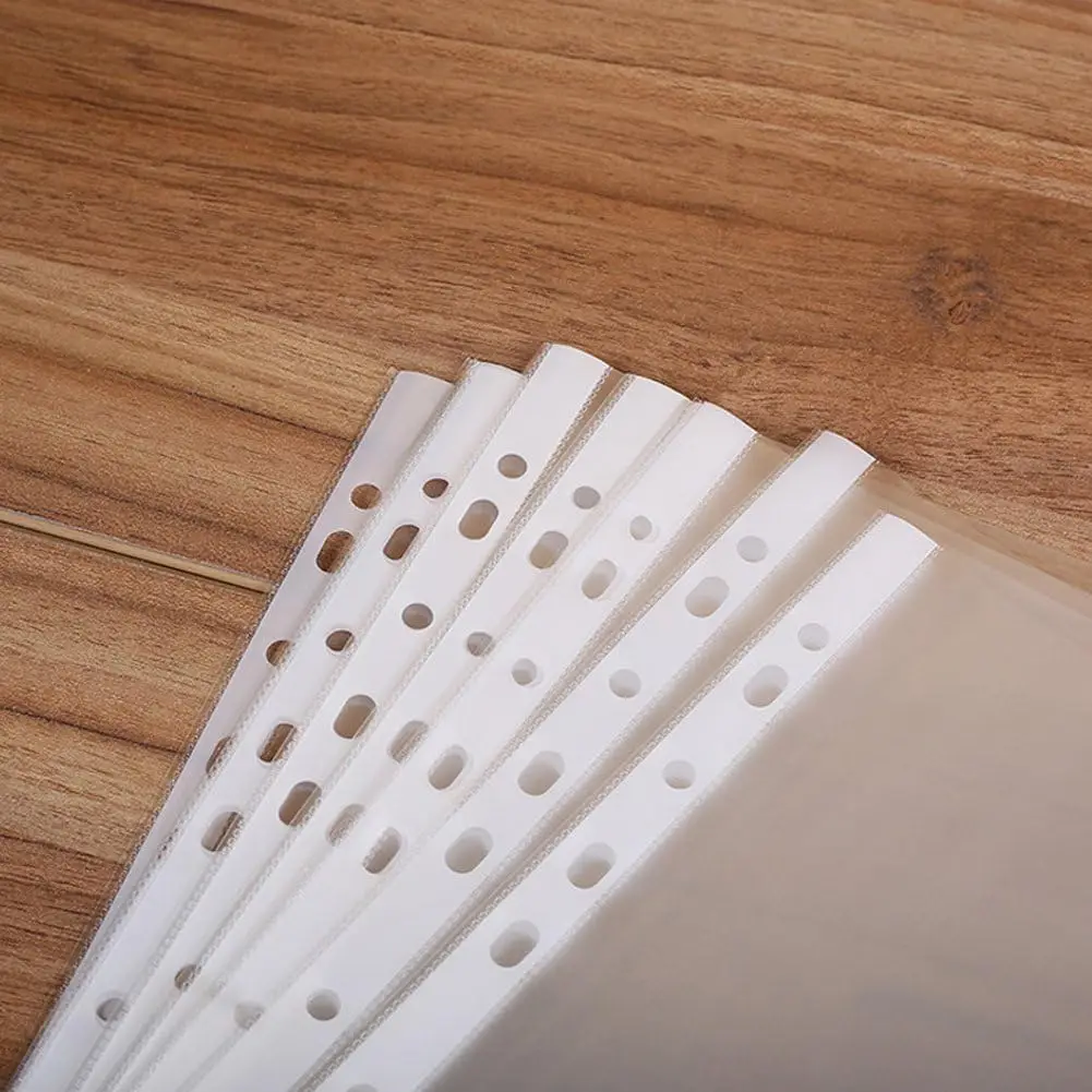 100 protectores de archivos A4 de 11 orificios, carpetas de once orificios con bolsillos de inserción engrosados, cubiertas transparentes para hojas sueltas